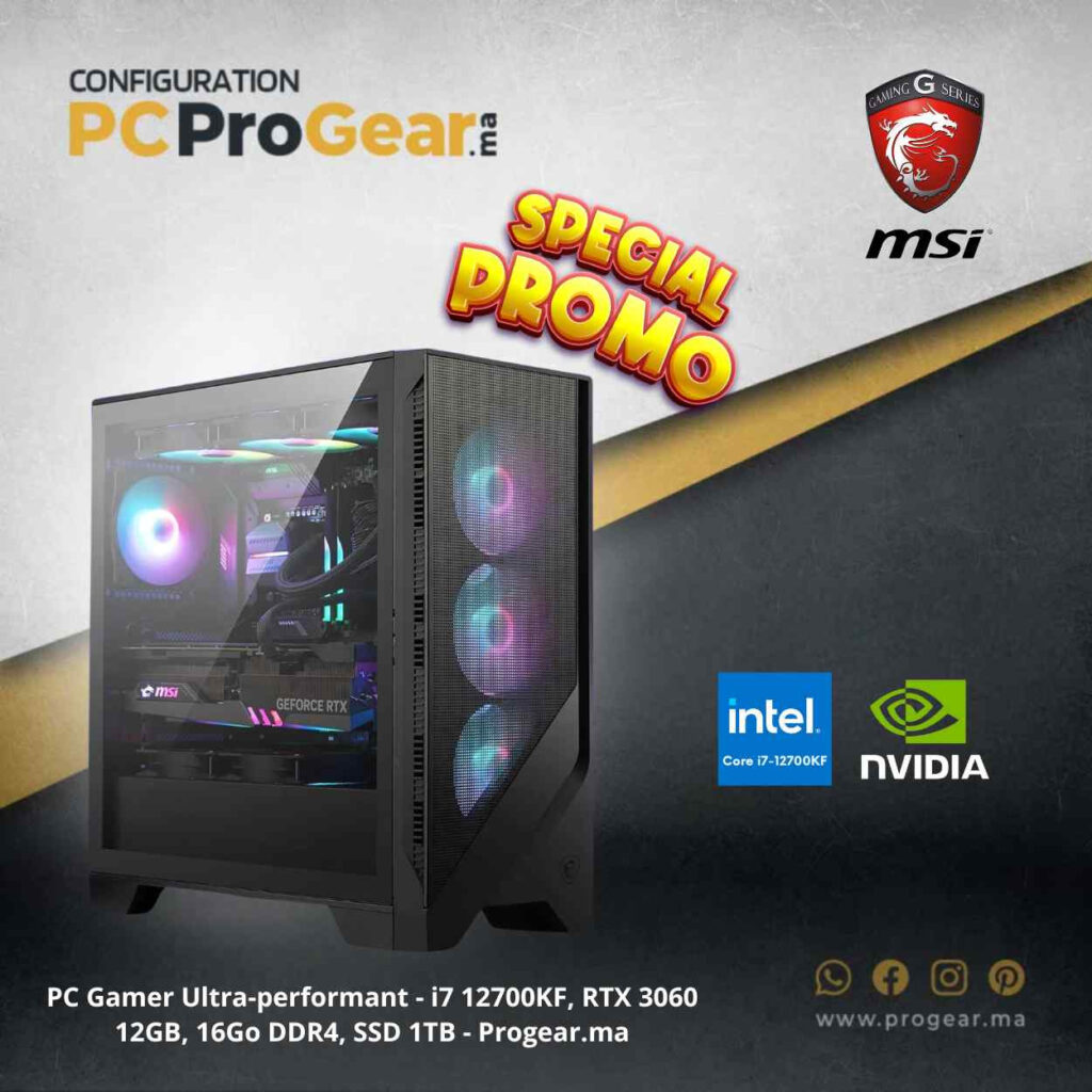 PC Gamer Performant avec Ryzen 5 5600, RTX 3060, 16Go RAM, SSD 256Go