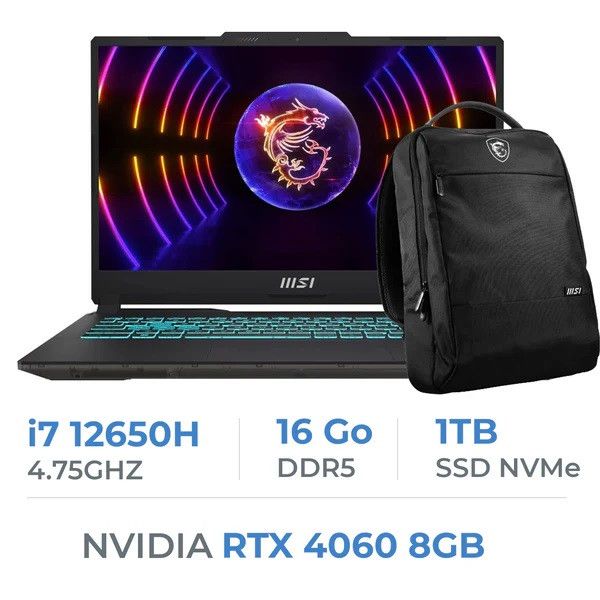 MSI CYBORG 15 A12VF i7-12650H, 16GB DDR5, 1TB SSD, RTX 4060 8GB, 15.6'' Full HD 144Hz