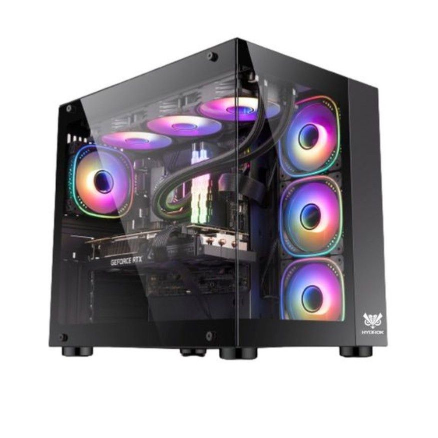 HYBROK Boîtier Gaming Titan EVO Black (7 Fans ARGB + Remote Inside)