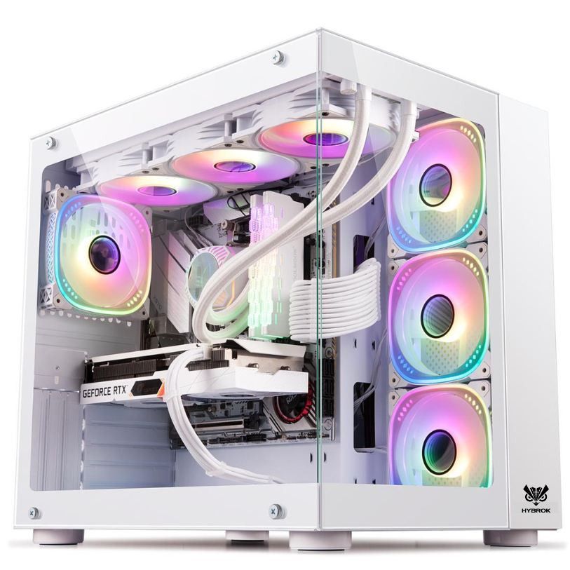 HYBROK Boîtier Gaming Titan EVO White (7 Fans ARGB + Remote Inside)