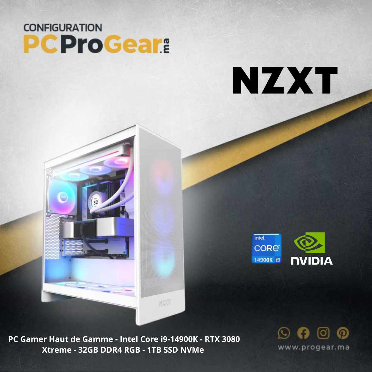 PC Gamer Haut de Gamme - Intel Core i9-14900K - RTX 3080 Xtreme - 32GB DDR4 RGB - 1TB SSD NVMe PC Gamer Haut de Gamme - Intel Core i9-14900K - RTX 3080 Xtreme - 32GB DDR4 RGB - 1TB SSD NVMe