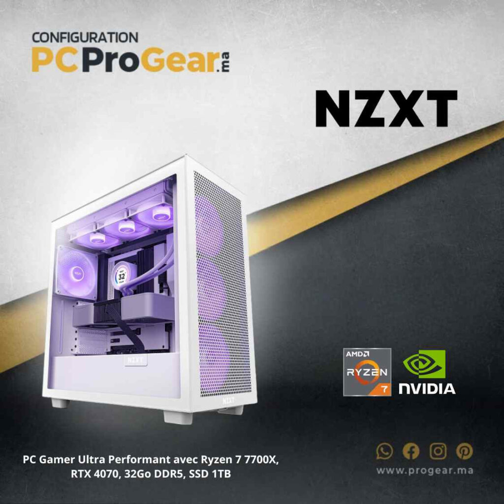 PC Gamer Ultra Performant avec Ryzen 7 7700X, RTX 4070, 32Go DDR5, SSD 1TB