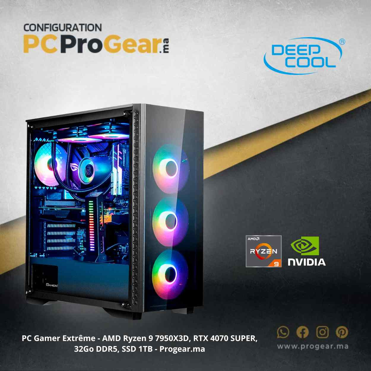 PC Gamer Extrême - AMD Ryzen 9 7950X3D, RTX 4070 SUPER, 32Go DDR5, SSD 1TB PC Gamer Extrême - AMD Ryzen 9 7950X3D, RTX 4070 SUPER, 32Go DDR5, SSD 1TB