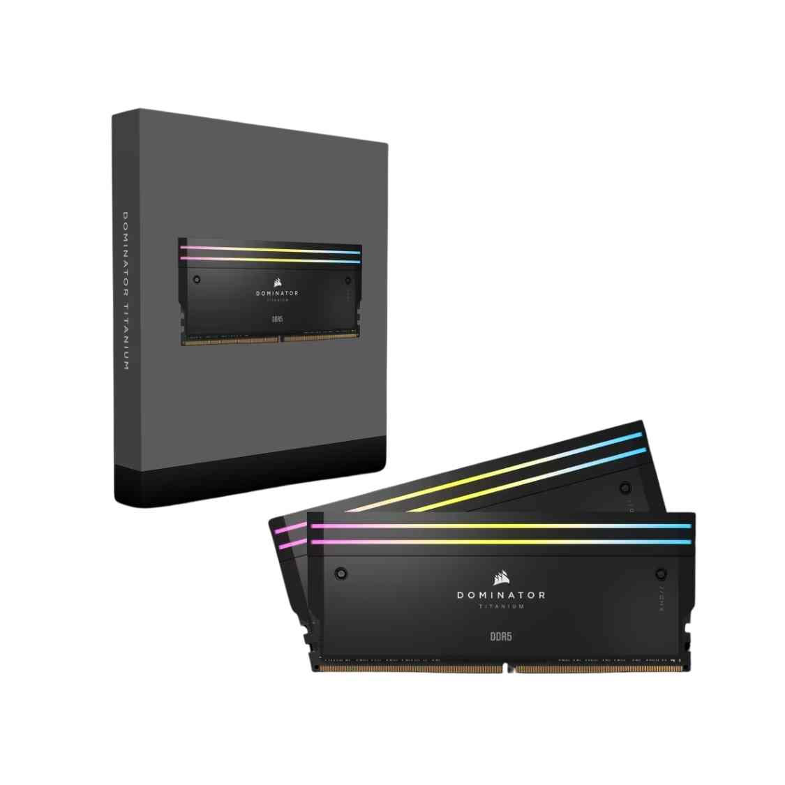 Mémoire RAM CORSAIR DOMINATOR TITANIUM RGB 96 Go (2x48 Go) DDR5 6600 MT/s CL32 - Haute Performance Mémoire RAM CORSAIR DOMINATOR TITANIUM RGB 96 Go (2x48 Go) DDR5 6600 MT/s CL32 - Haute Performance