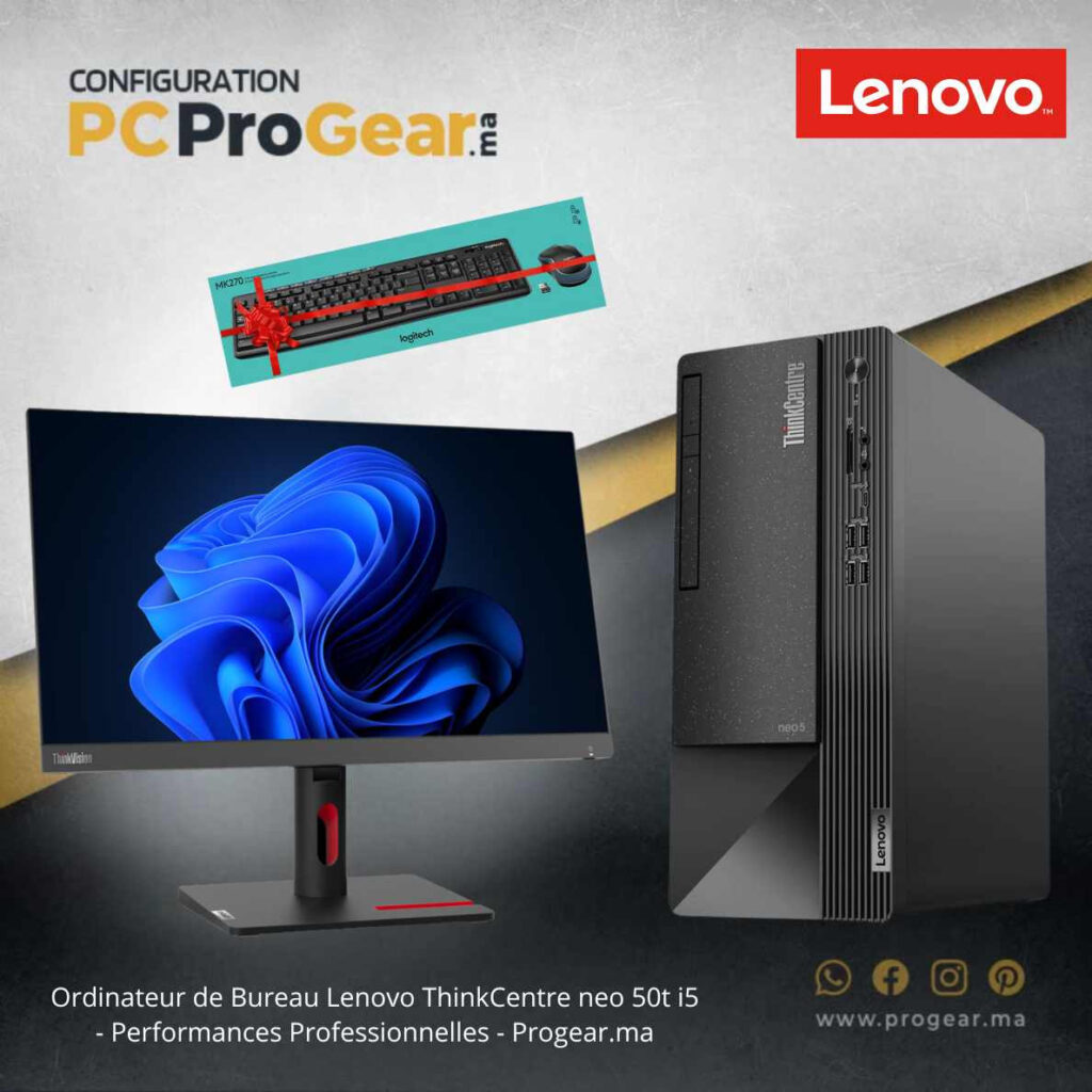PC Lenovo ThinkCentre neo 50t avec Écran ThinkVision S22i-30