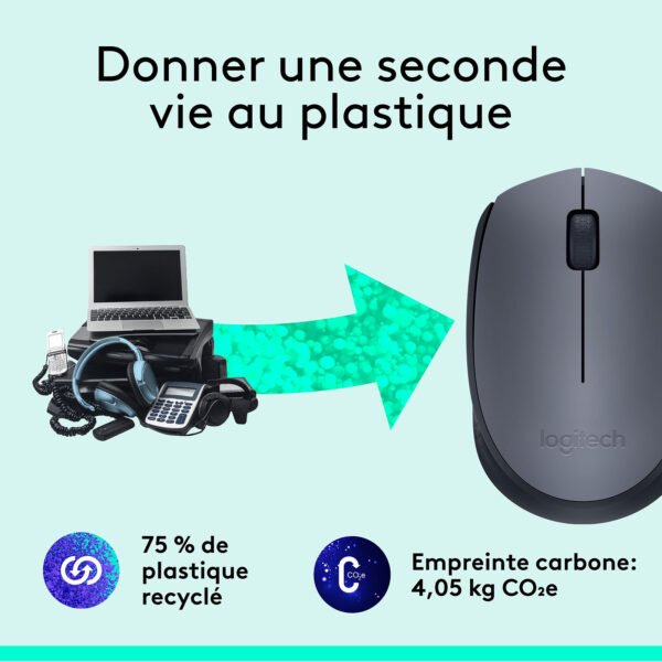 Logitech M170 Wireless Mouse (Gris) – Image 4