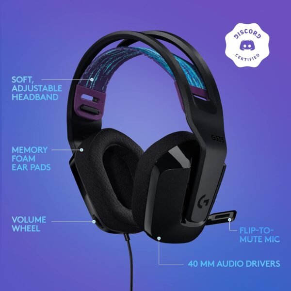 Logitech G335 Casque Gamer (Noir) – Image 7