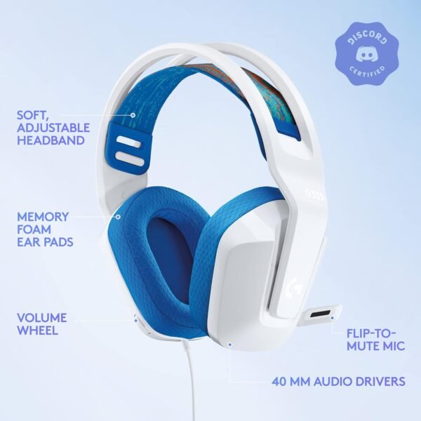 Logitech G335 Casque Gamer (Blanc) – Image 5