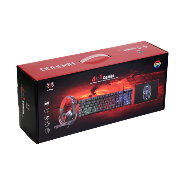Pack Gaming HYBROK HPG200 4-en-1 (Clavier, Souris, Casque, Tapis)