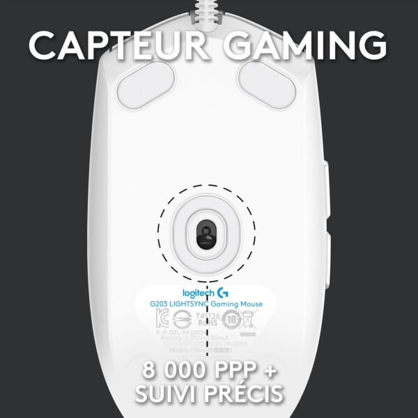 Logitech G G203 LightSync (Blanc) – Image 3