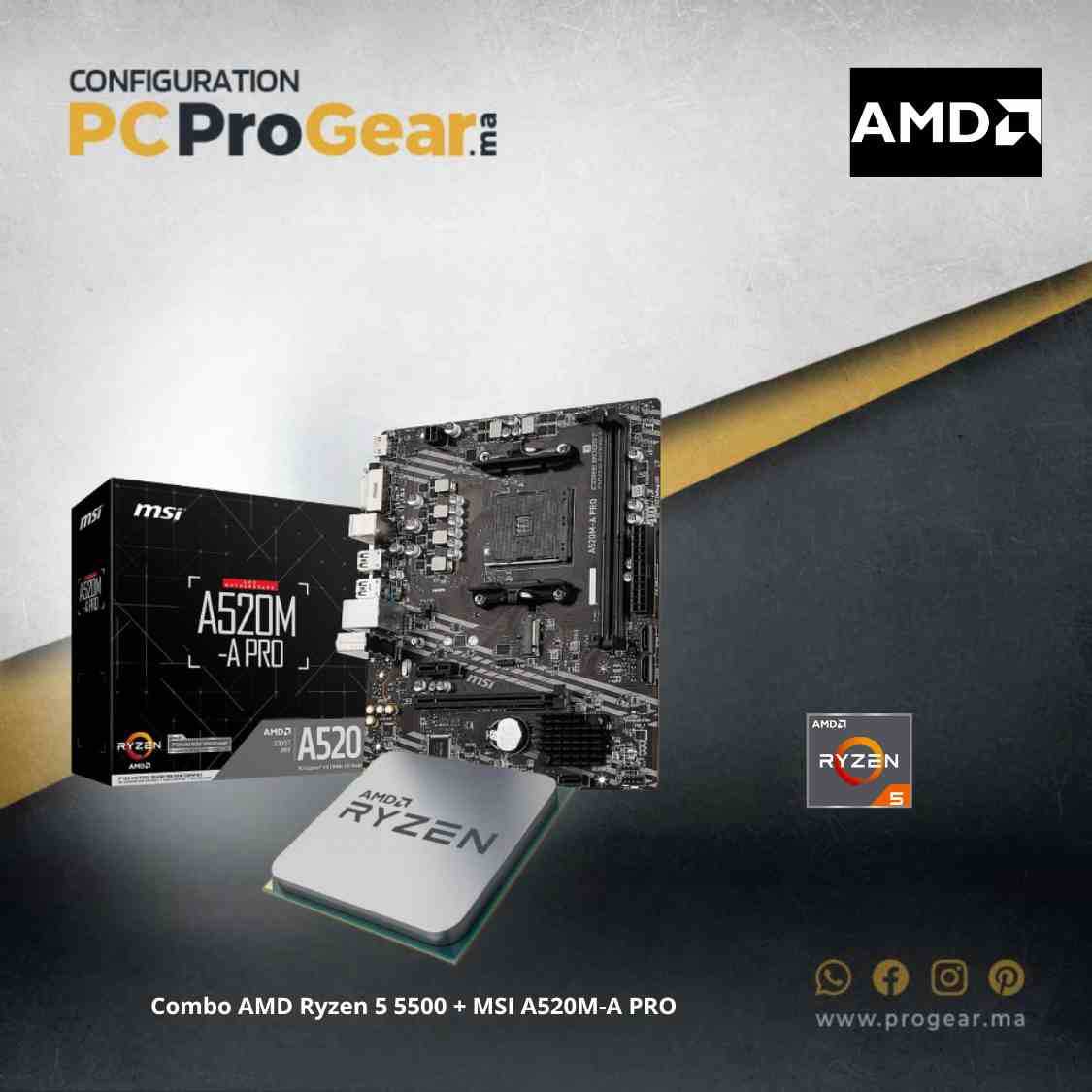 Combo AMD Ryzen 5 5500 + MSI A520M-A PRO Combo AMD Ryzen 5 5500 + MSI A520M-A PRO
