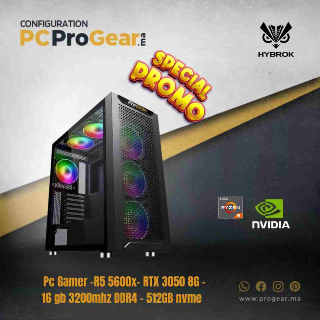 PC Gamer Ryzen 5 5600X / RTX 3050 / 16GB DDR4 3200MHZ / 512GB NVMe